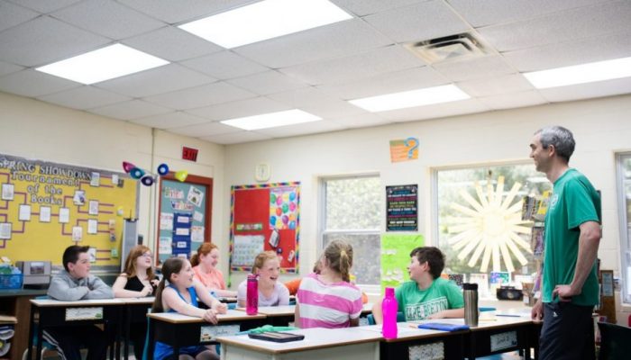 Teacher in a school classroom