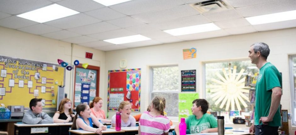 Teacher in a school classroom